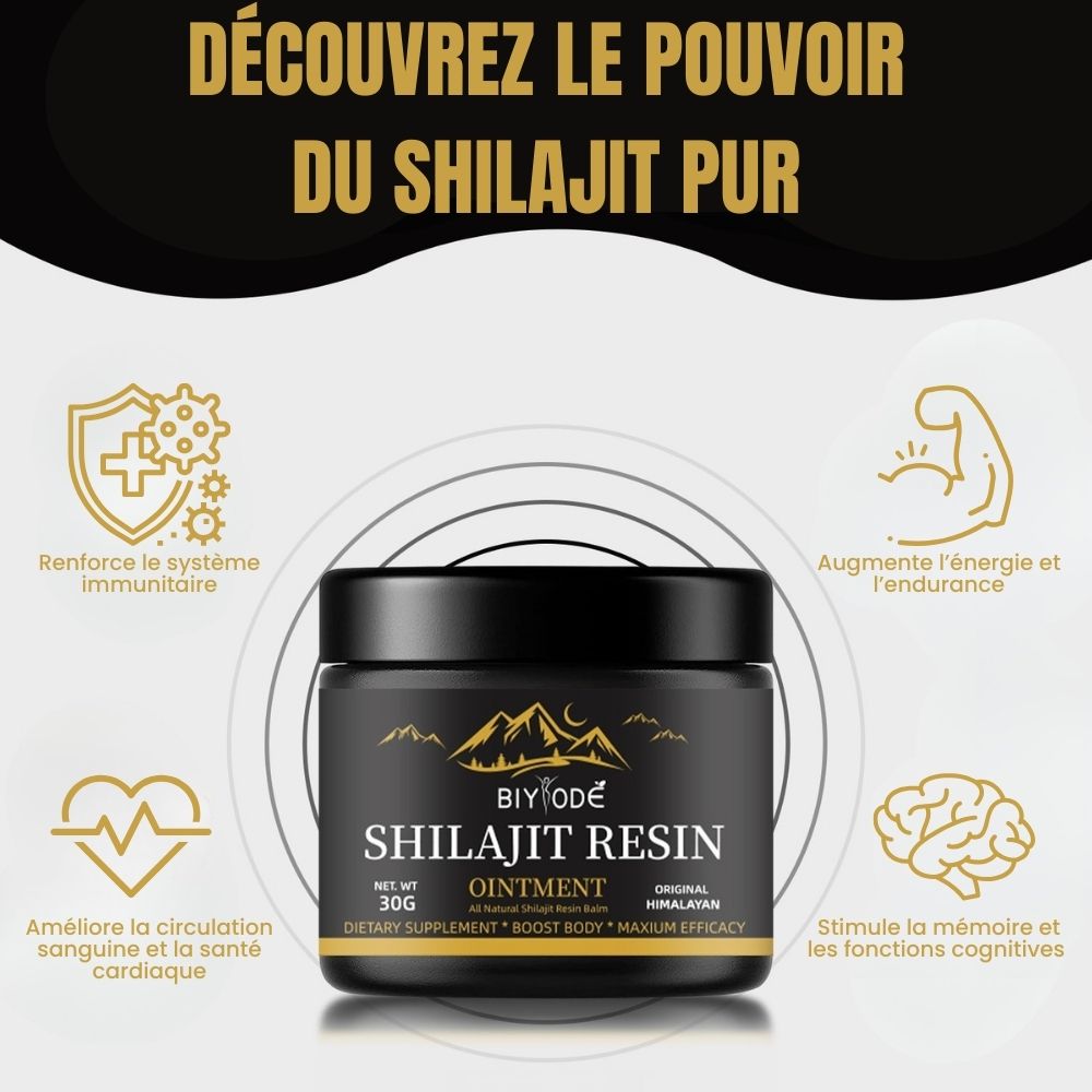 Shilajit pur en résine 30g, complément naturel pour renforcer l’immunité, augmenter l’énergie, stimuler la mémoire et améliorer la circulation.